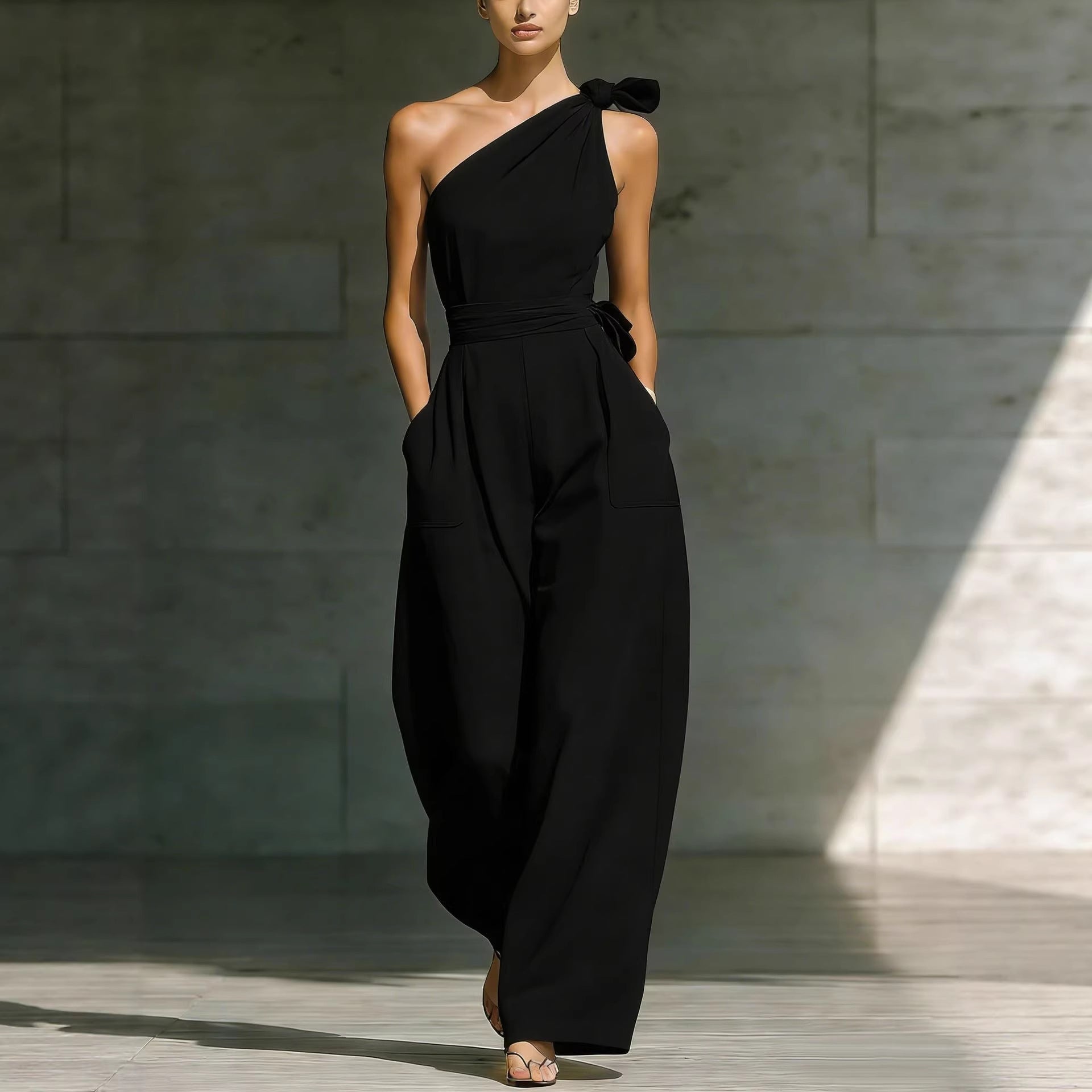 Women's Sleeveless Halter Neck Cinched Waist Slim Jumpsuit – 6 Colors S–2XL - Courbe et Compagnie