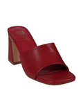 Women's Soho Red Square Toe Heeled Sandals - Courbe et Compagnie