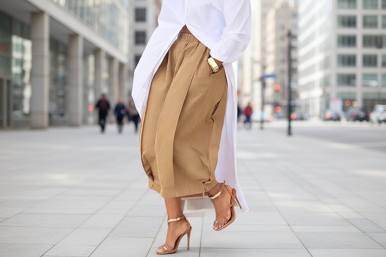 Women's Solid Color Cotton Wide Leg Cropped Pant - Courbe et Compagnie