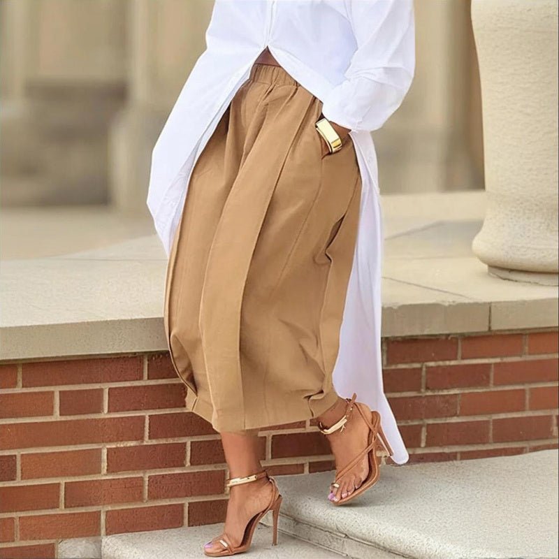 Women's Solid Color Cotton Wide Leg Cropped Pant - Courbe et Compagnie