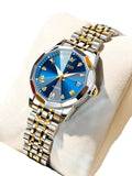 Women's Stainless Steel Quartz Watch — Gold & Blue - Courbe et Compagnie