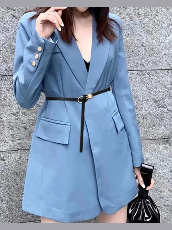 Women's Thin Golden Buckle PU Leather Waist Belt - Courbe et Compagnie