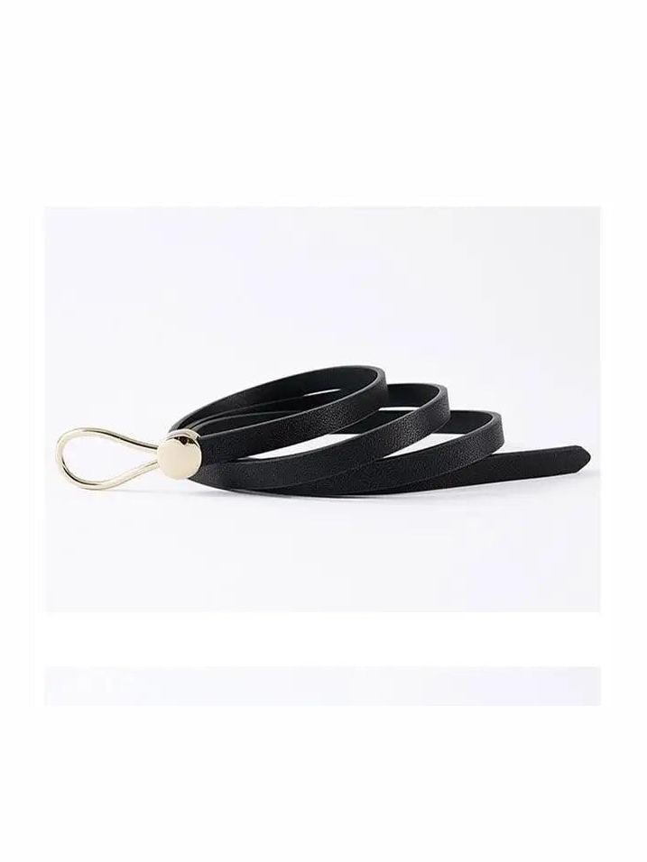 Women's Thin Golden Buckle PU Leather Waist Belt - Courbe et Compagnie