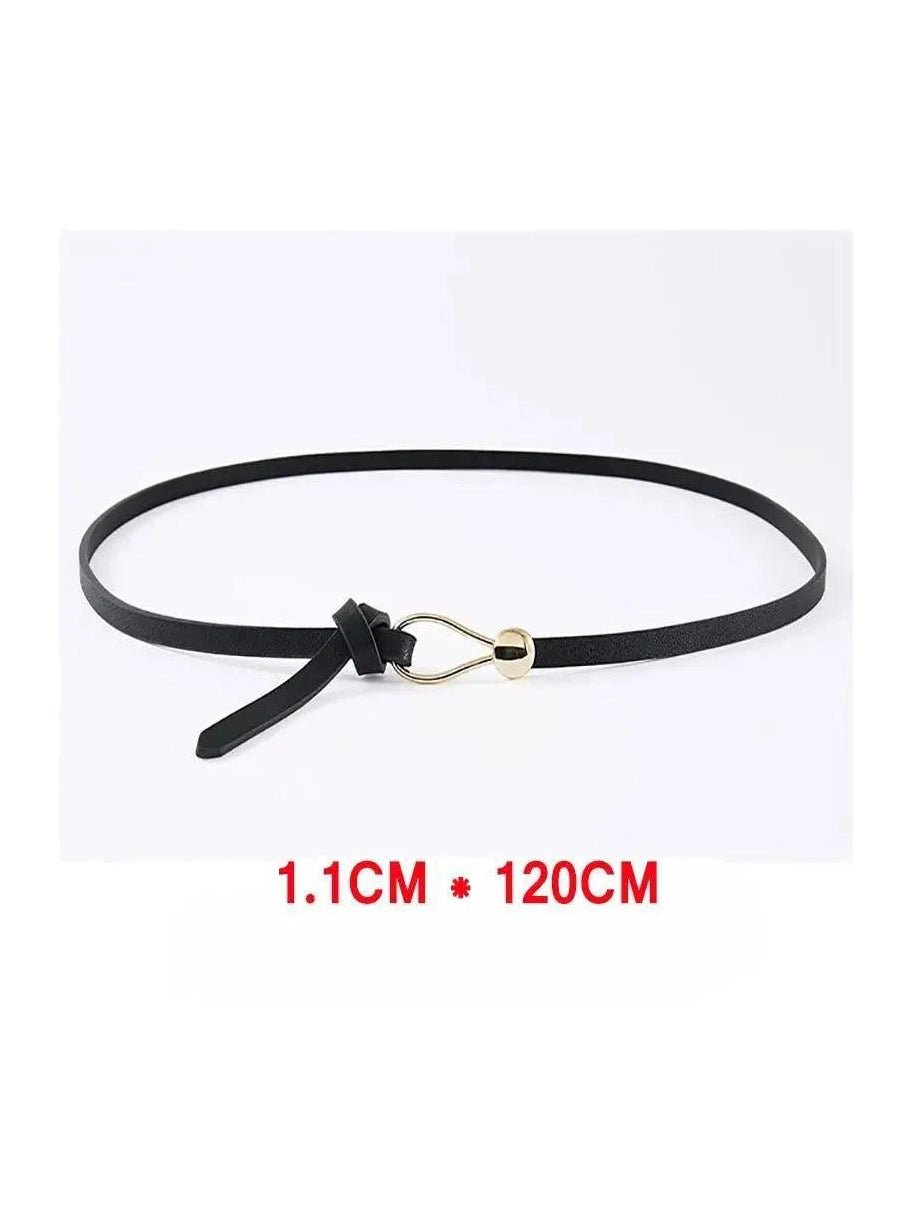 Women's Thin Golden Buckle PU Leather Waist Belt - Courbe et Compagnie