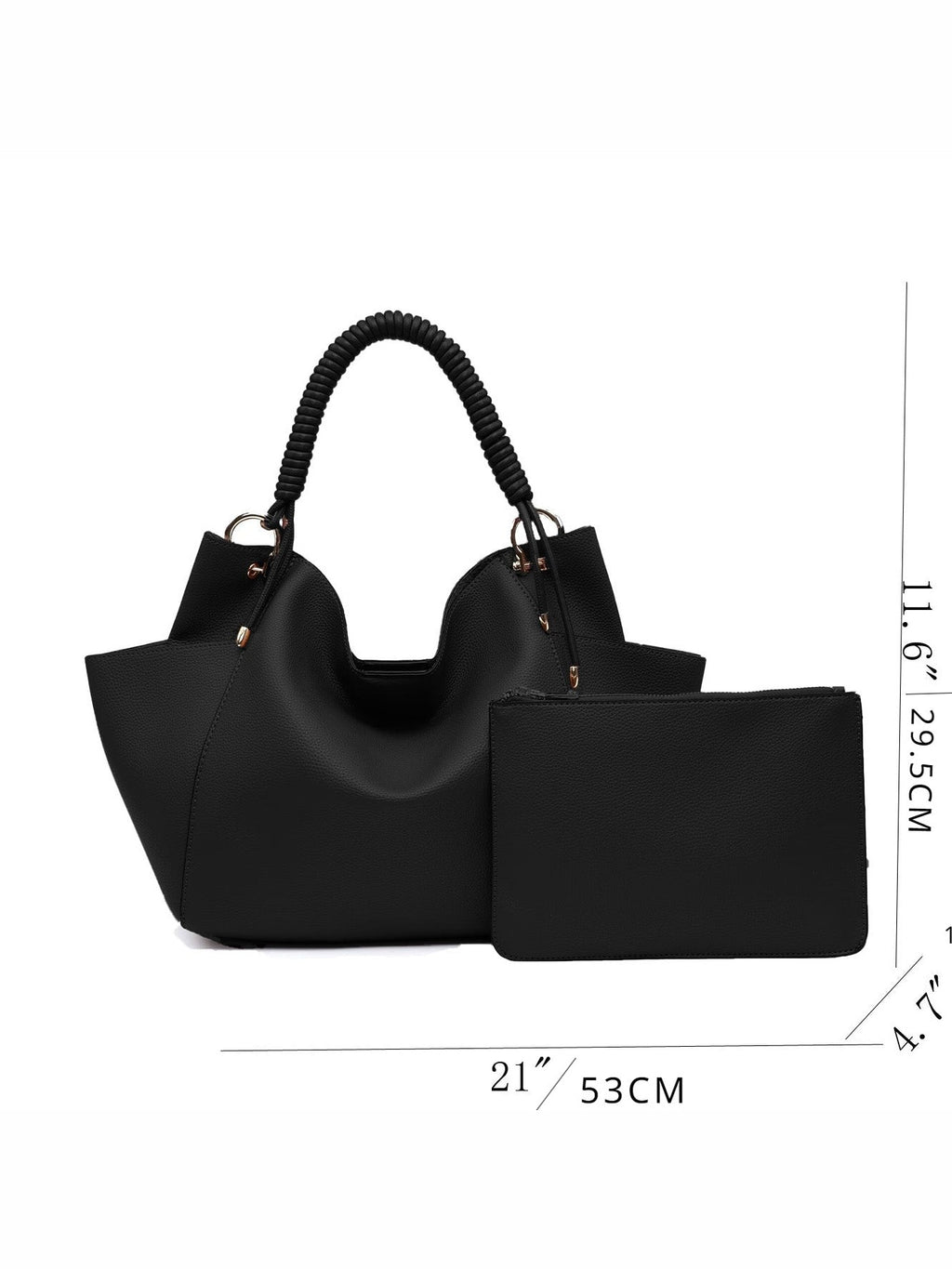 Women's Tote Bag Soft Hobo Bag With Unique Braided Woven Handle, Elegant Shoulder Purse With Matching Wallet Leather Purse Ladies Top-handle Shoulder Bags for Work, Casual, Travel - Courbe et Compagnie