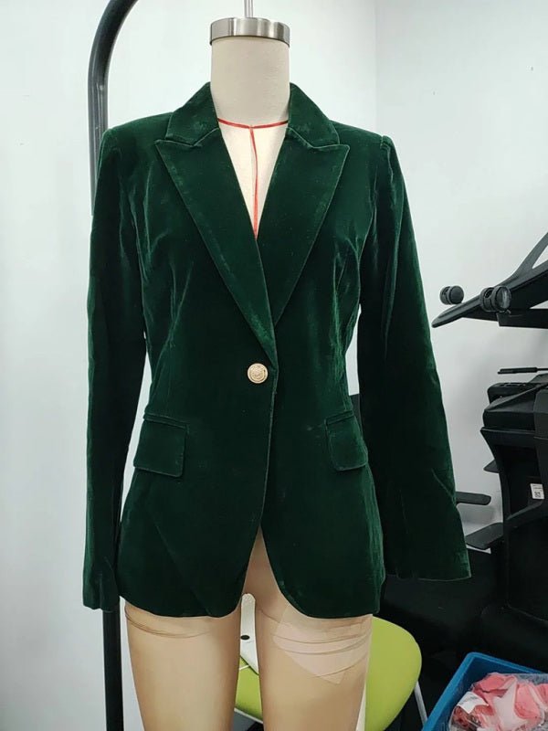 Women's Velvet Suit Jacket - Slim Fit - Multiple Colors - Four Season - Courbe et Compagnie