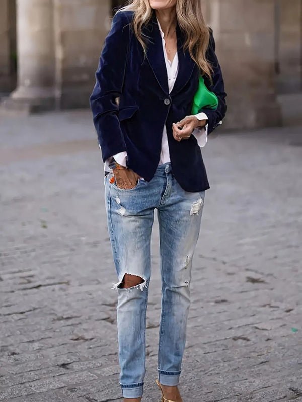 Women's Velvet Suit Jacket - Slim Fit - Multiple Colors - Four Season - Courbe et Compagnie