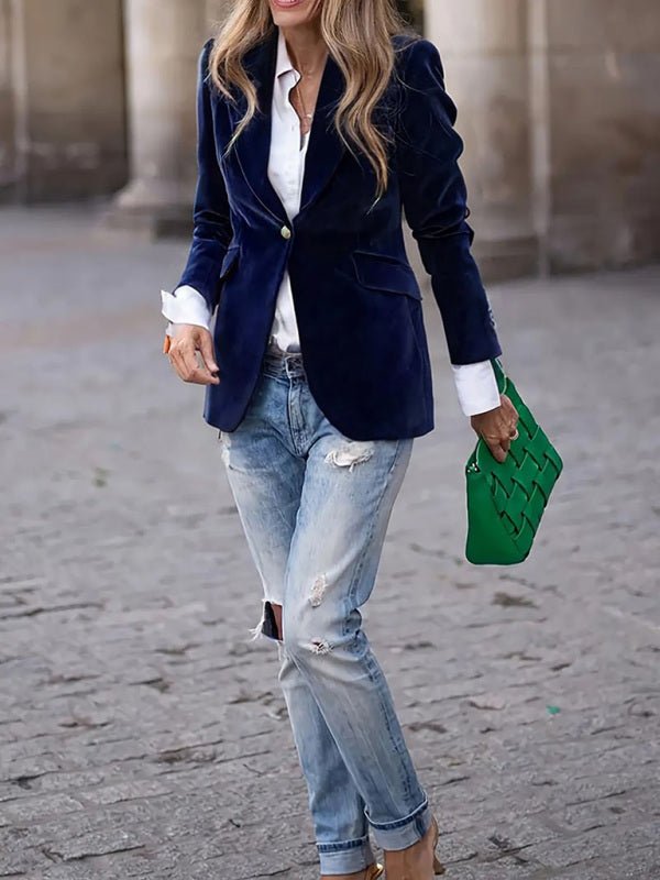 Women's Velvet Suit Jacket - Slim Fit - Multiple Colors - Four Season - Courbe et Compagnie