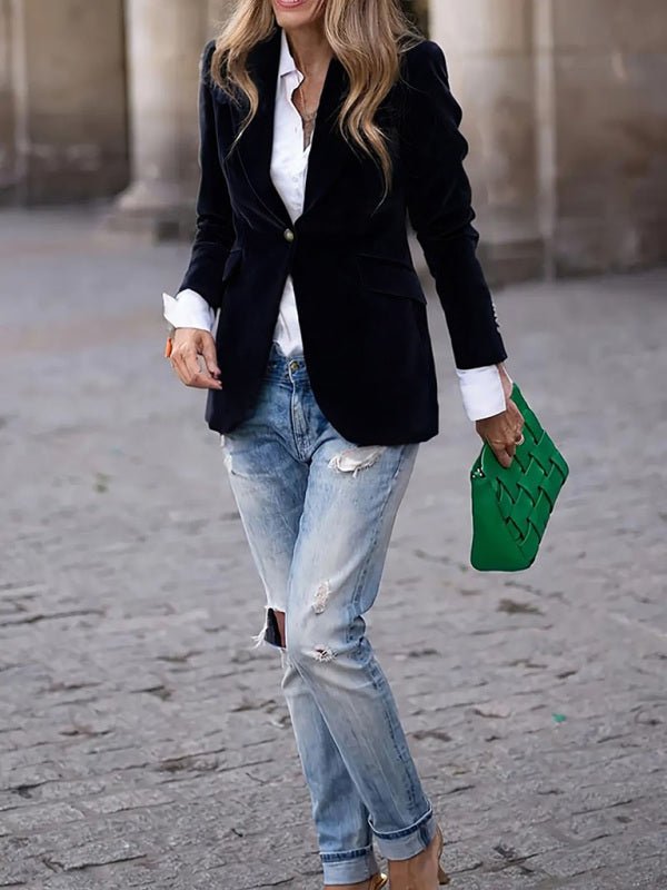 Women's Velvet Suit Jacket - Slim Fit - Multiple Colors - Four Season - Courbe et Compagnie