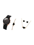 Women's Watch & Jewelry Bracelet Ring Set — Black & Gold - Courbe et Compagnie
