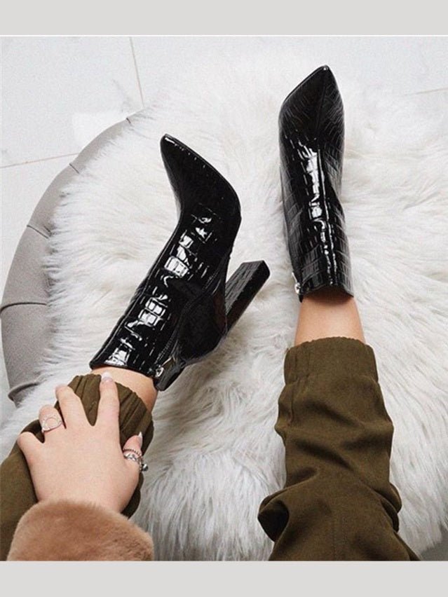 Women's White Leather Ankle Boots - Courbe et Compagnie