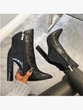 Women's White Leather Ankle Boots - Courbe et Compagnie