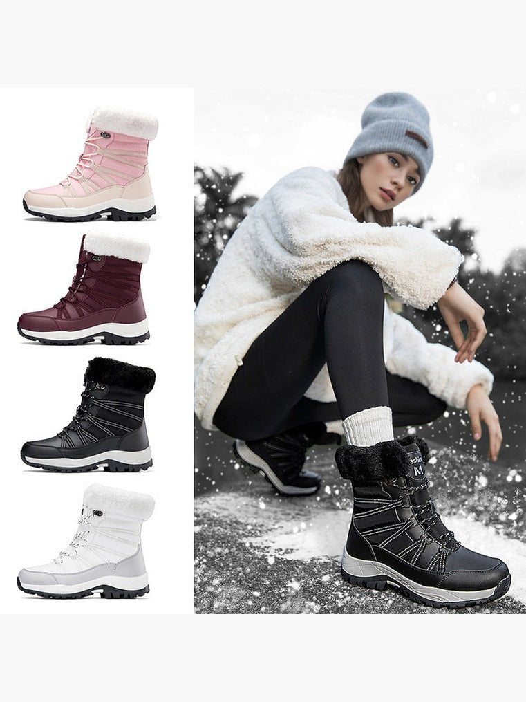 Women’s Winter Fleece-Lined Thicker Non-Slip Cotton-Padded Outdoor Mid-Boots - Courbe et Compagnie