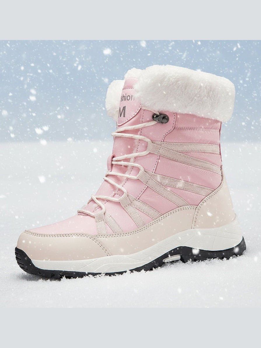 Women’s Winter Fleece-Lined Thicker Non-Slip Cotton-Padded Outdoor Mid-Boots - Courbe et Compagnie
