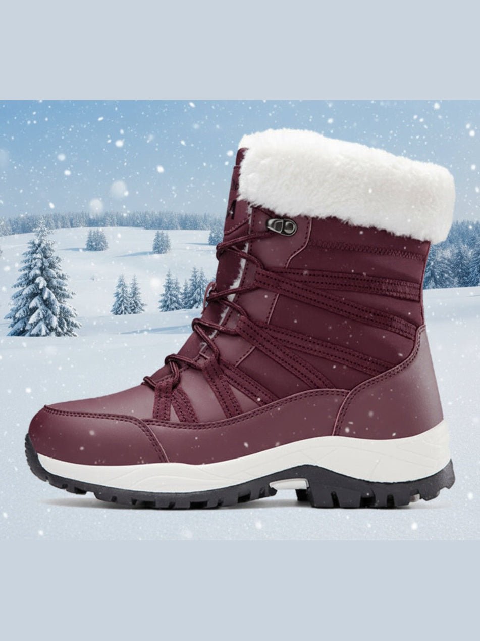 Women’s Winter Fleece-Lined Thicker Non-Slip Cotton-Padded Outdoor Mid-Boots - Courbe et Compagnie