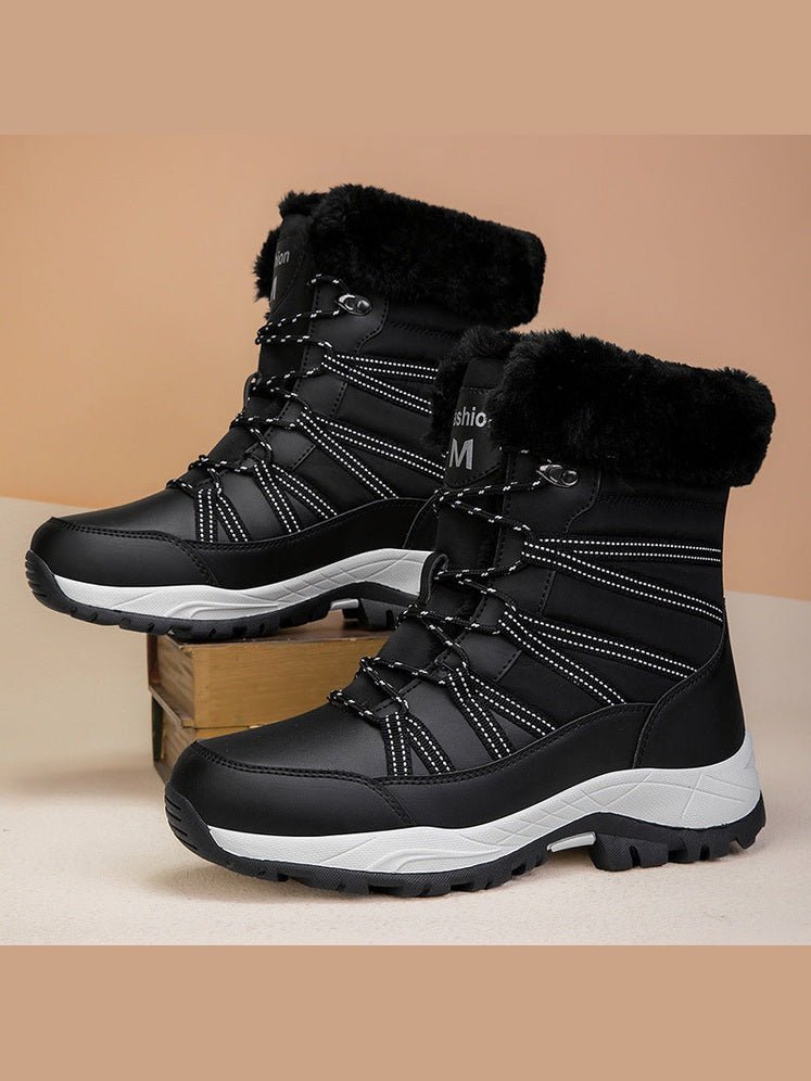 Women’s Winter Fleece-Lined Thicker Non-Slip Cotton-Padded Outdoor Mid-Boots - Courbe et Compagnie