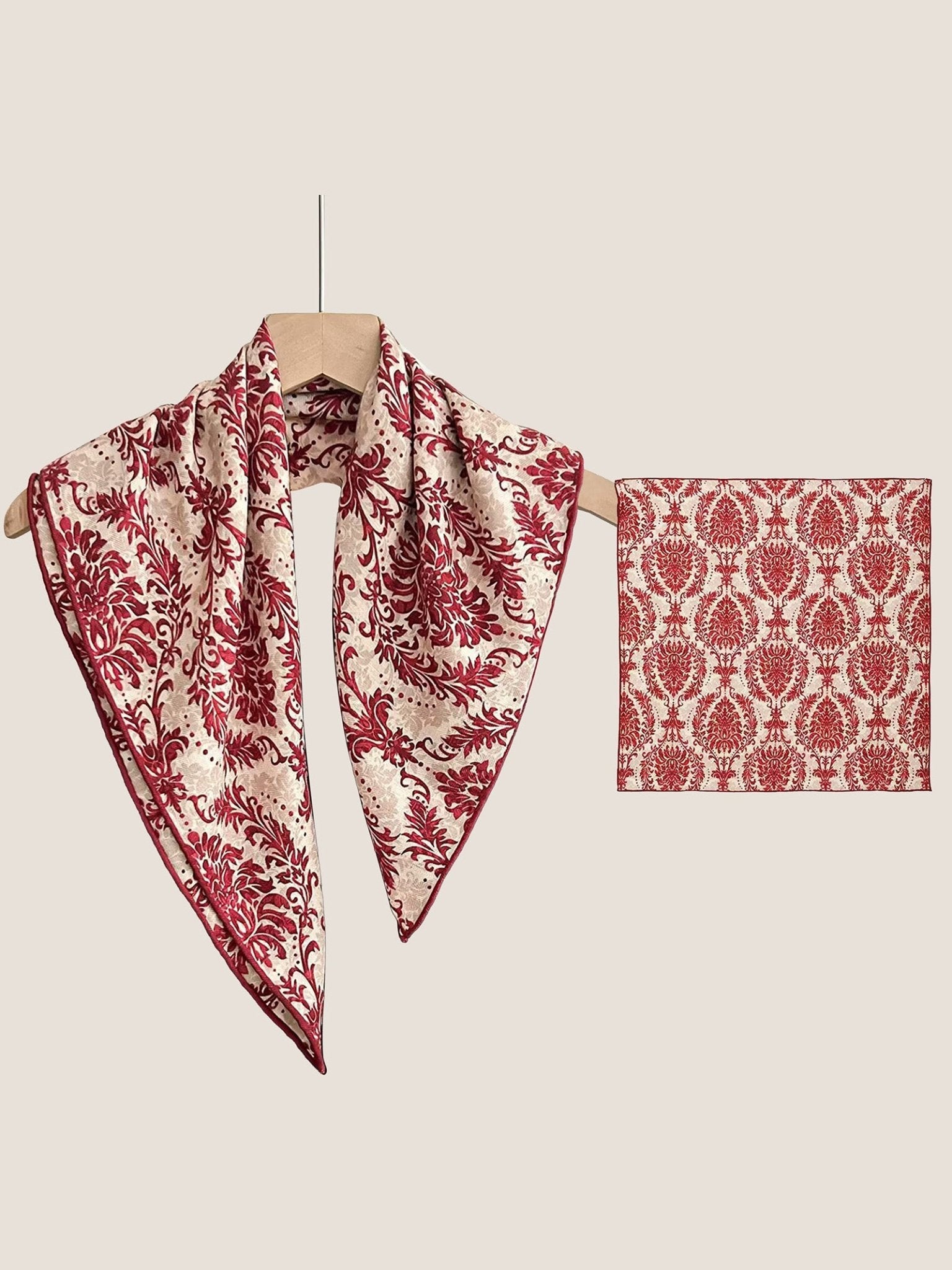 Wool Silk Printed Neck Square Scarf - Courbe et Compagnie