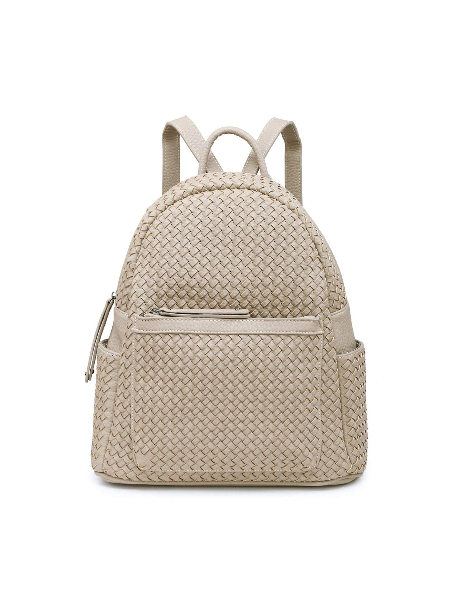 Woven backpack purse for women beige 2068 BE - Courbe et Compagnie