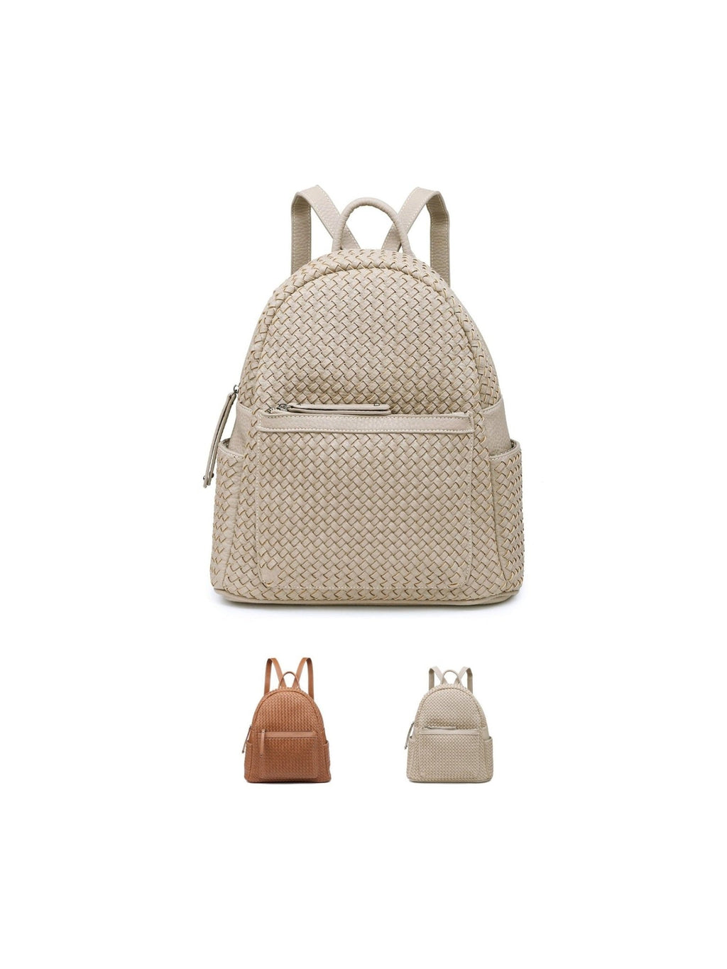 Woven backpack purse for women beige 2068 BE - Courbe et Compagnie