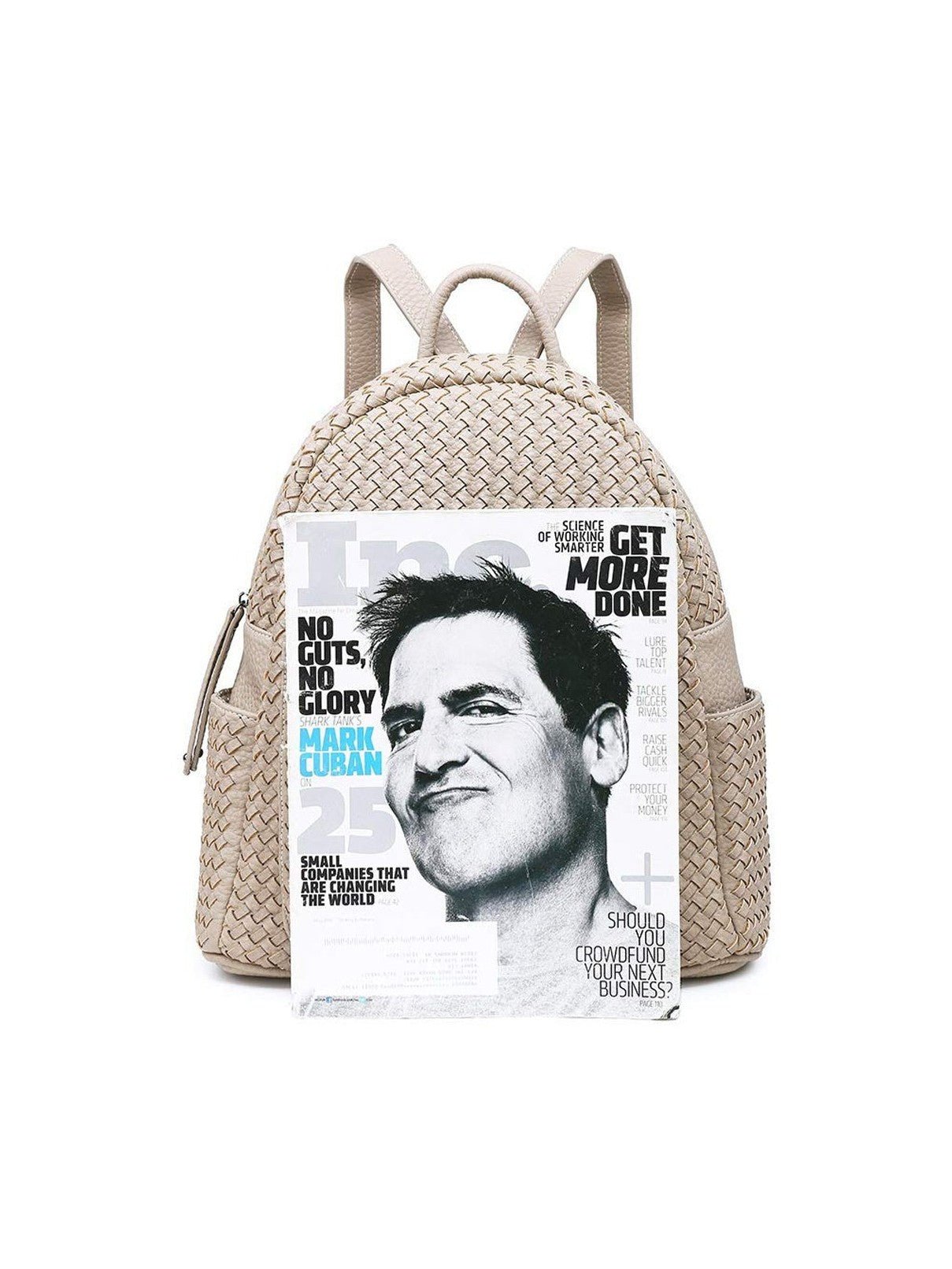 Woven backpack purse for women beige 2068 BE - Courbe et Compagnie