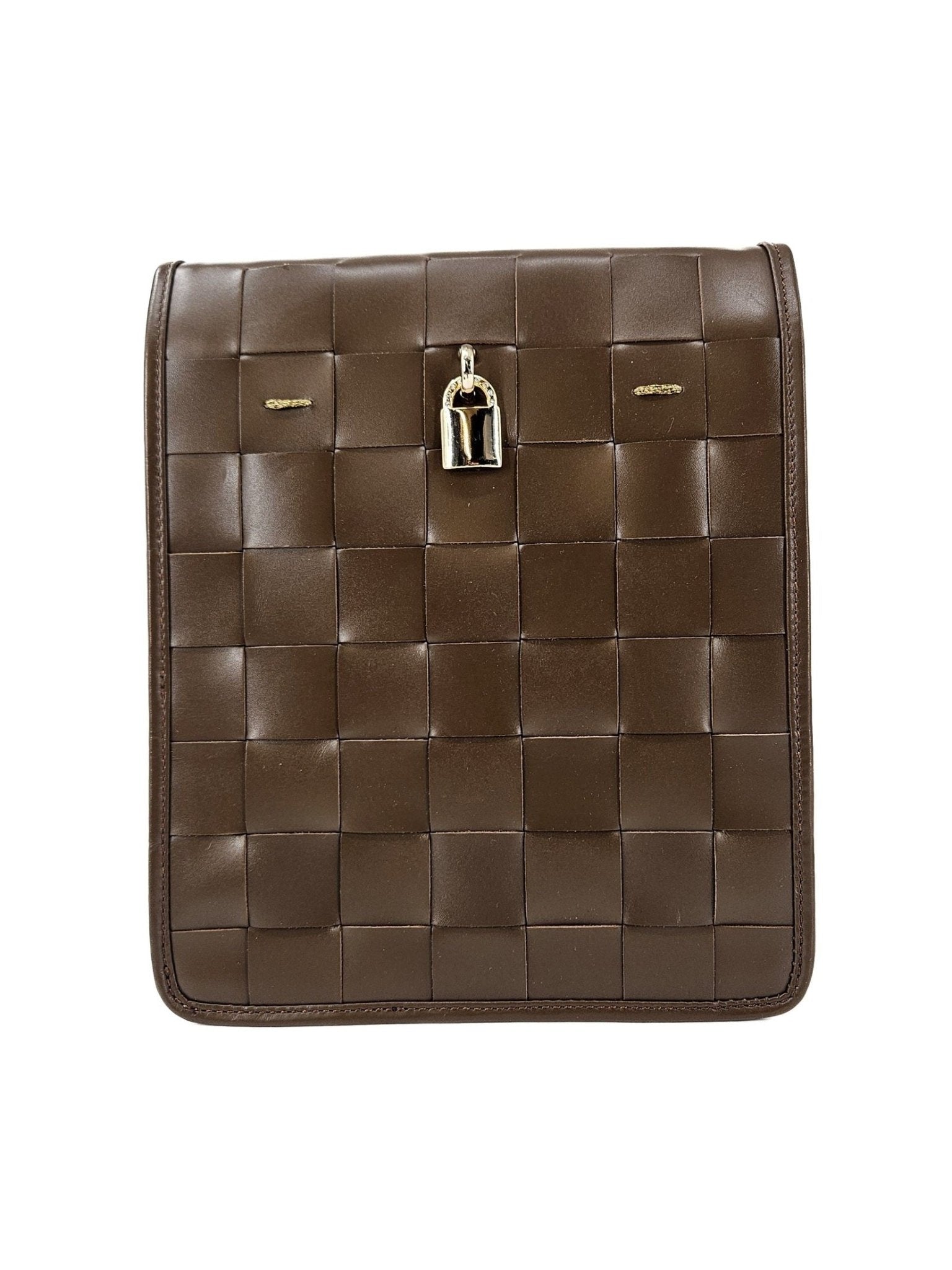 Woven Leather Chocolate Crossbody Bag - Courbe et Compagnie