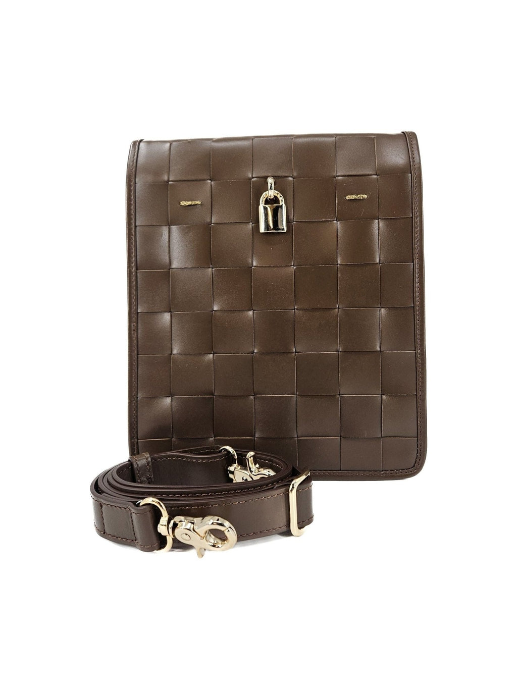 Woven Leather Chocolate Crossbody Bag - Courbe et Compagnie