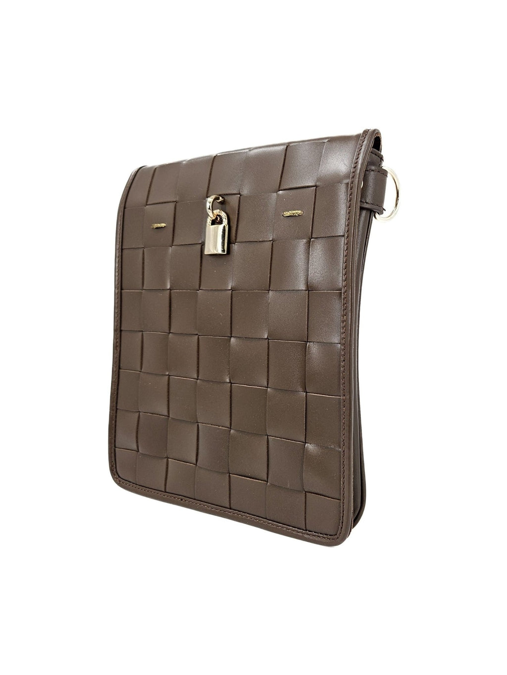 Woven Leather Chocolate Crossbody Bag - Courbe et Compagnie