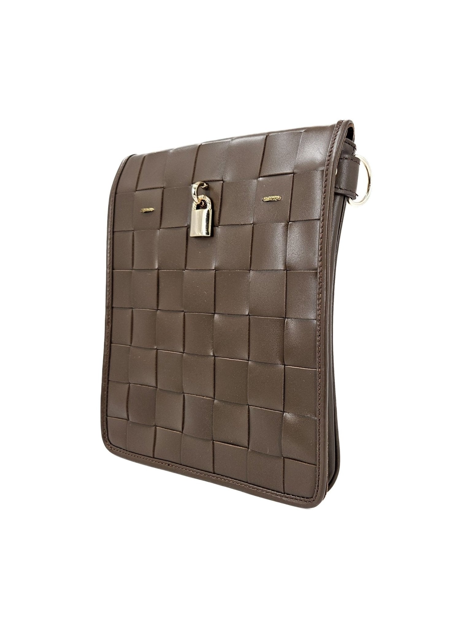 Woven Leather Chocolate Crossbody Bag - Courbe et Compagnie