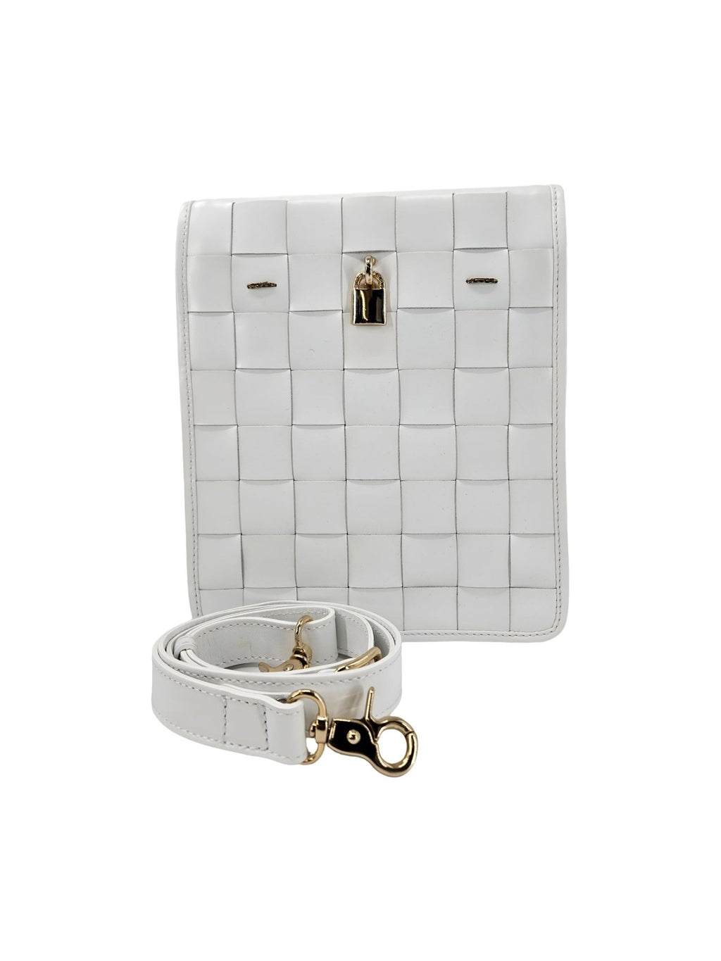 Woven Leather White Crossbody Bag - Courbe et Compagnie