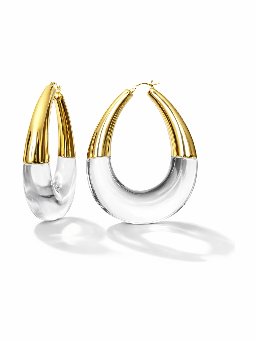 XL Clear Chunky Bucket Hoop Earrings - Courbe et Compagnie