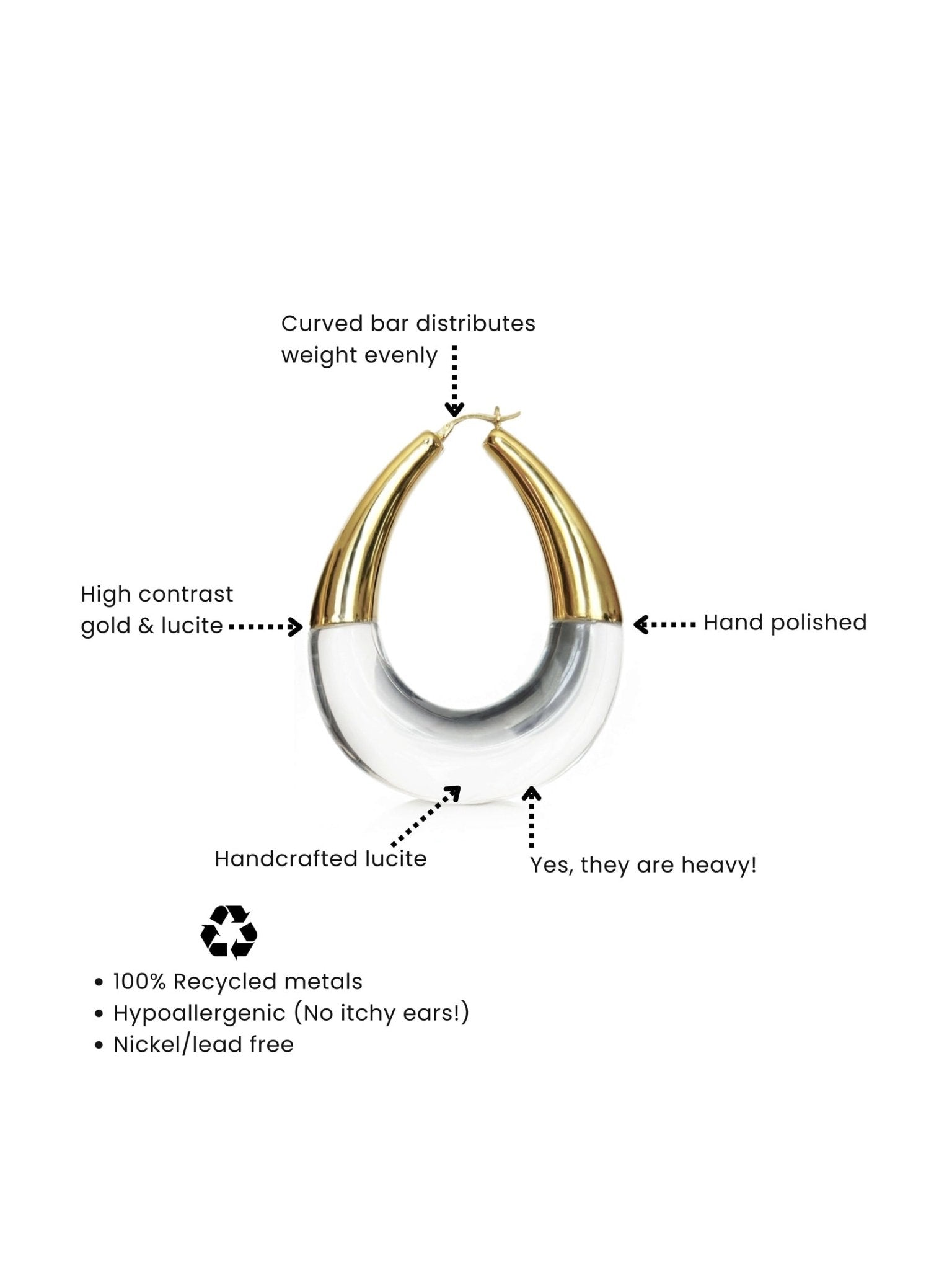 XL Clear Chunky Bucket Hoop Earrings - Courbe et Compagnie