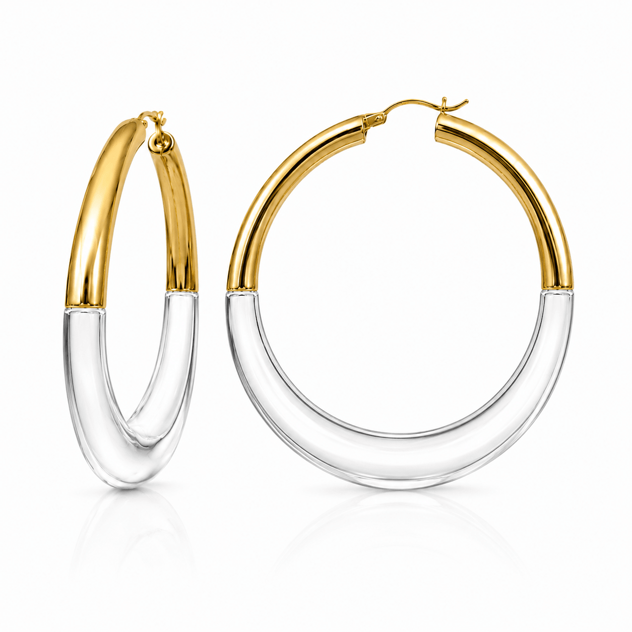 XL Clear Chunky Graduated Hoop Earrings - Courbe et Compagnie