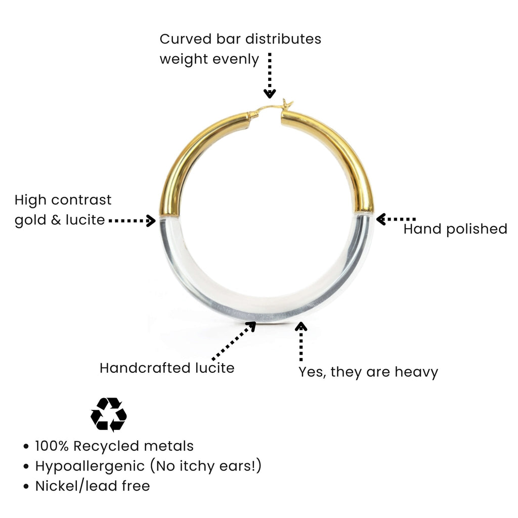 XL Clear Chunky Graduated Hoop Earrings - Courbe et Compagnie